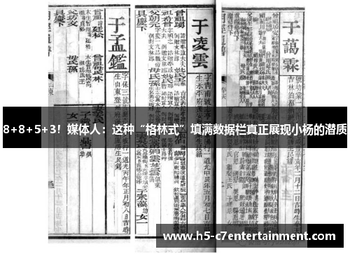 8+8+5+3！媒体人：这种“格林式”填满数据栏真正展现小杨的潜质